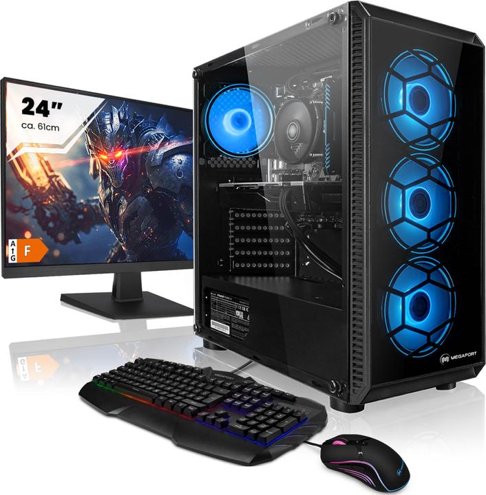 Immagine prodotto Megaport PC completo da gioco Intel Core i5-10400F- GeForce GTX1650 - 24" Full-HD + Tastiera+Mouse - 16-DE (Intel Core i5-10400F, 16 GB, 500 GB)