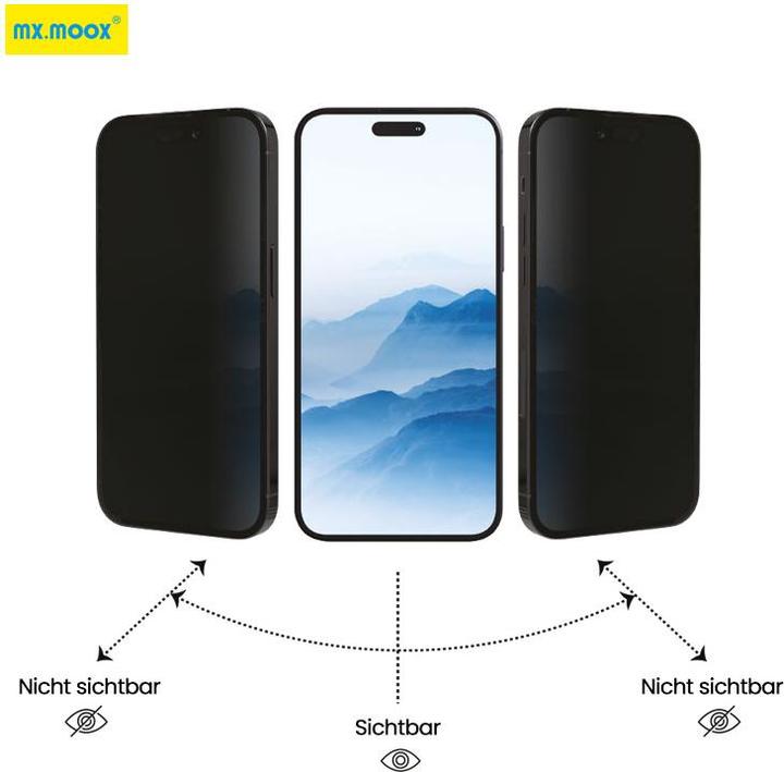 Produktbild Mx. Moox CORNING iPhone 14 Pro - Tempered Glass / Panzerglas - Privacy (1 Stück, Apple iPhone 14 Pro)