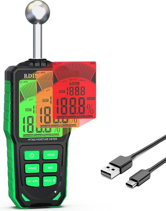 Actual product image Rdinscos Feuchtigkeitsmessgerät für Wände und Mauerwerk