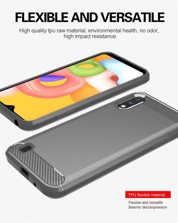 Actual product image Cadorabo TPU Ultra Slim carbon stainless steel Combi Cover (Samsung Galaxy A01)