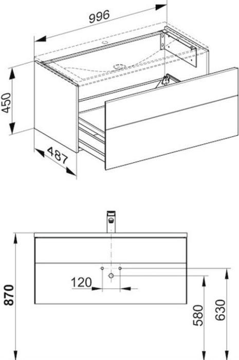 Actual product image Keuco Vanity unit ROYAL REFLEX 996x450x487mm bw (99.5 x 49 x 45 cm)