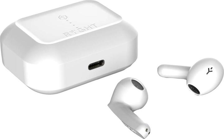 Actual product image Ryght MINO In Ear Headset Bluetooth® Stereo White Microphone Noise Reduction Battery Charge Indicator (ANC, Cable)