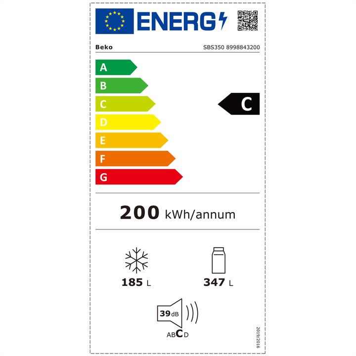Label énergétique Beko Side by Side SBS350 (532 l)