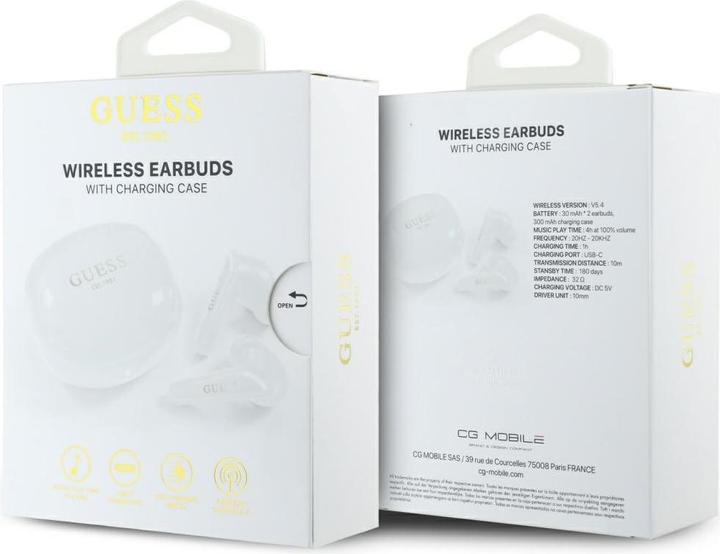 Produktbild Guess Headphones TWS Flat Classic Logo Electroplated white