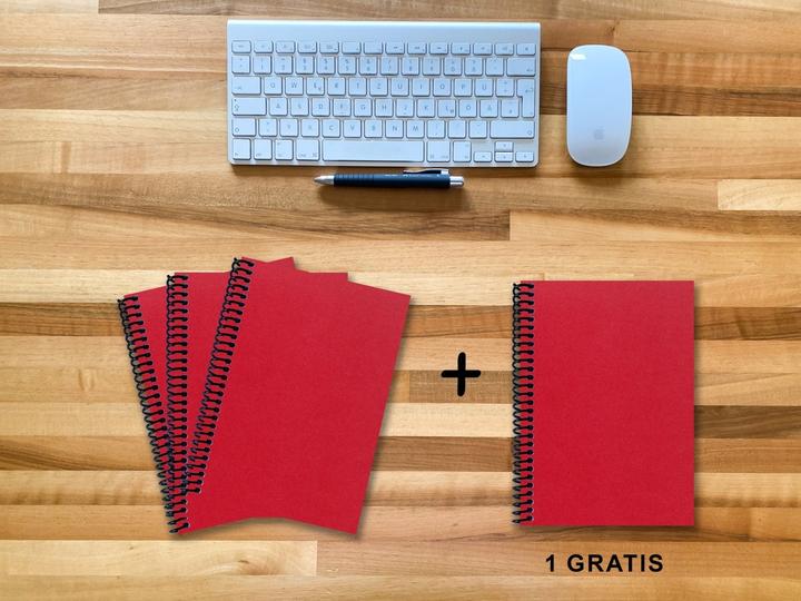 Immagine prodotto A 5 quaderni - set, 3+1 libero, Lusso 80 pagine ROSSO GLITTER OTTICO, puntinato 10x10mm (A5)