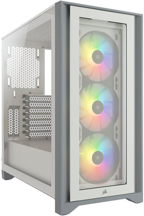 Corsair iCUE 4000X RGB Mid-Tower White-Gehäuse aus gehärtetem Glas (ATX, mATX, Mini-ITX, E-ATX)