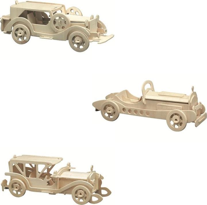 Image du produit Donau Kits de construction en bois 3 x voitures anciennes