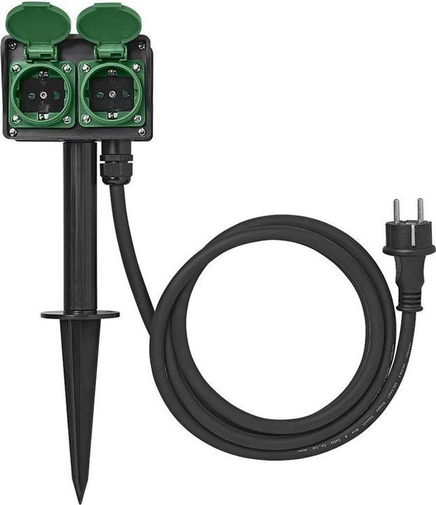 Produktbild ProPlus Gartensteckdose Schuko 4-fach mit Erdspiess 2M 3x1,5mm²