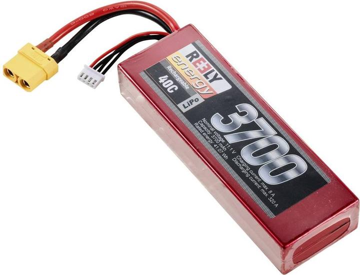 Reely Modello di batteria di fabbricazione (LiPo) 11.1V 3700 mAh Numero di celle: 3 40 C Hardcase XT90 (11.10 V, 3700 mAh)