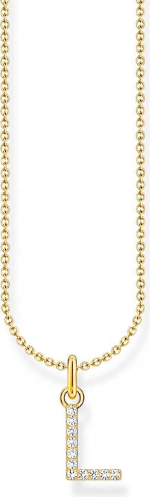 Thomas Sabo Kette mit Buchstaben-Anhänger L vergoldet (750 Gelbgold Vergoldung, 925 Sterlingsilber, 38 - 45 cm)