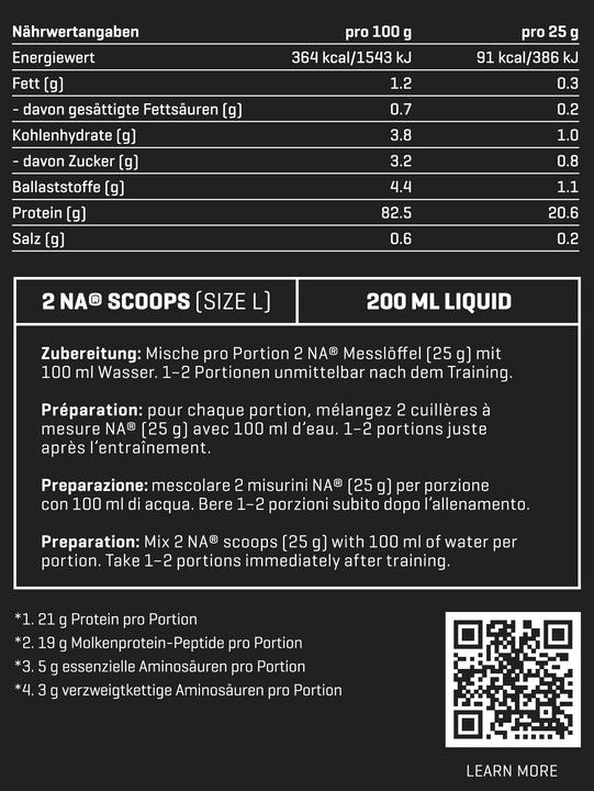 Nährwerte und Zutaten Nutriathletic Grow (Schweizer Schokolade, 1 Stk., 650 g)