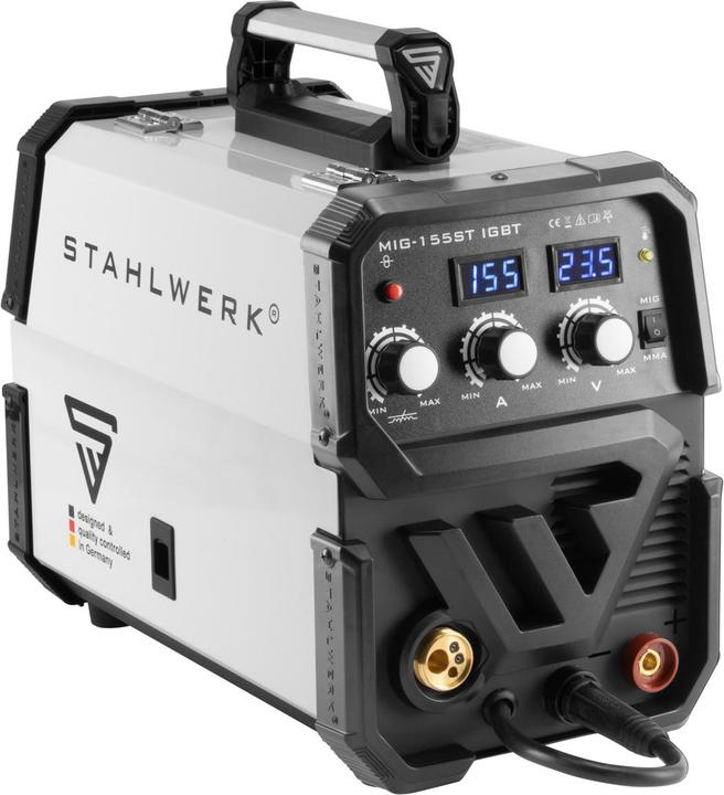 Image du produit Stahlwerk Poste à souder sous protection gazeuse MIG 155 ST IGBT de 155 ampères avec MMA E-Hand