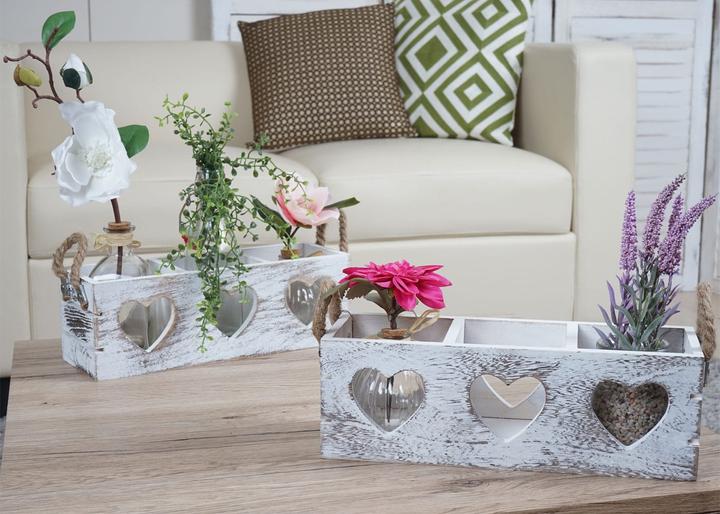 Actual product image Swisshandel24 2x Decorative Box HWC-C26, Storage Box, 2 Handles Indoor Paulownia shabby white, 10x10x30cm (10 x 30 x 10 cm)