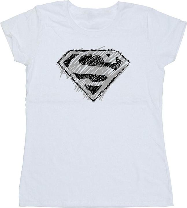 Actual product image Womens/Ladies Superman Logo Sketch Cotton T-Shirt (L)