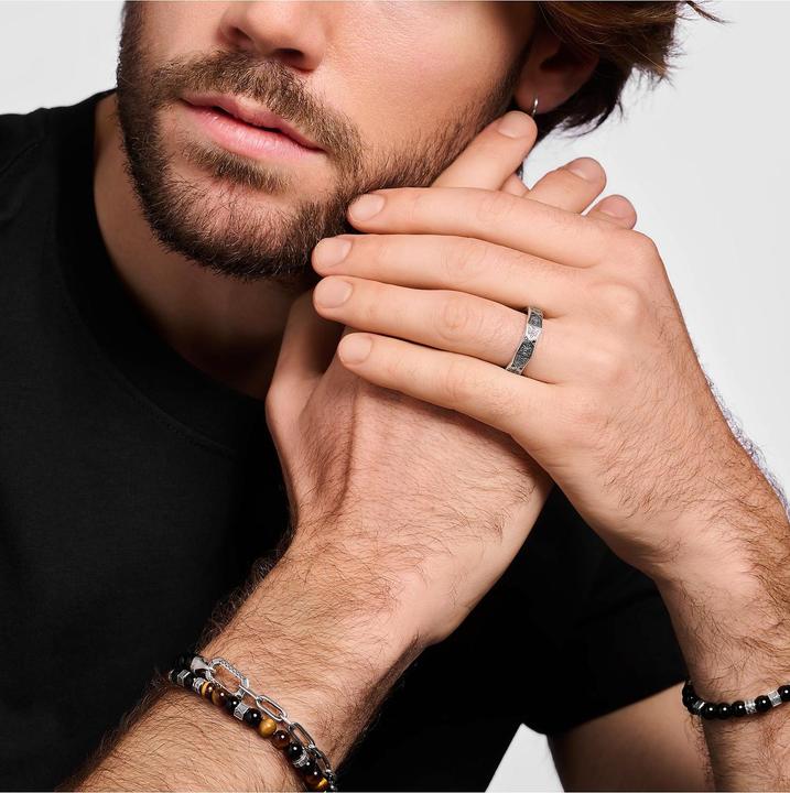 Actual product image Thomas Sabo Ring Faceted Design with Black Stones Silver (62, 925 Silver)