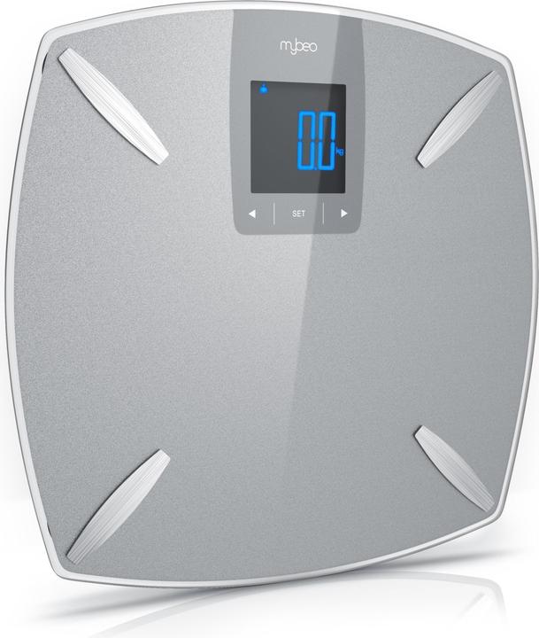 Mybeo Digital body fat scale made of glass, personal scale, determination of body fat, water percentage (180 kg)