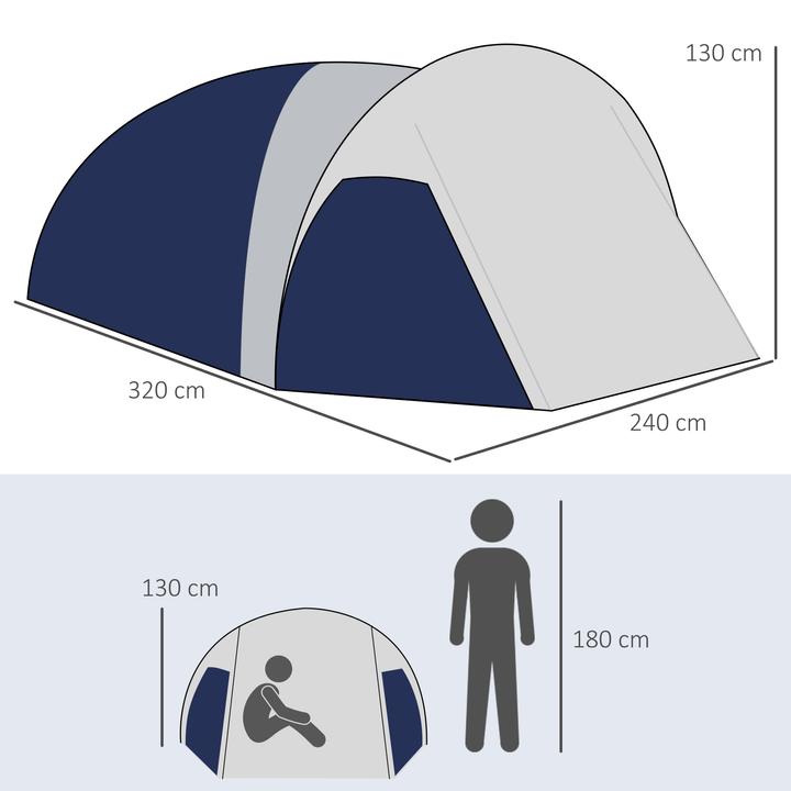 Actual product image Outsunny Campingzelt Polyester, Fiberglas Blau (3 persons)