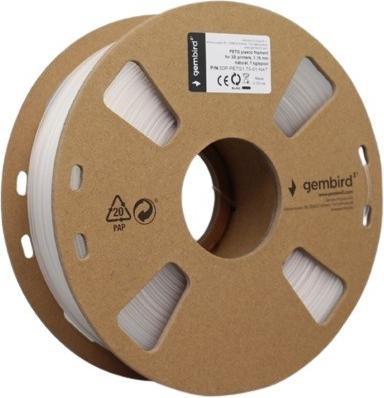 Immagine prodotto Gembird Bobina di filamento PETG neutro stretto (PETG, 1.75 mm, 1000 g, Trasparente)