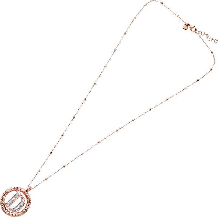 Ottaviani Rose gold bronze necklace with silver glitter
