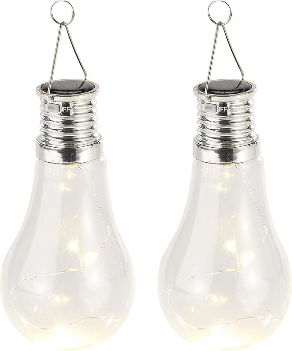 Produktbild Lunartec 2er-Set Solar-LED-Lampe in Glühbirnen-Form (6.5 x 17.5 cm, 2 x)