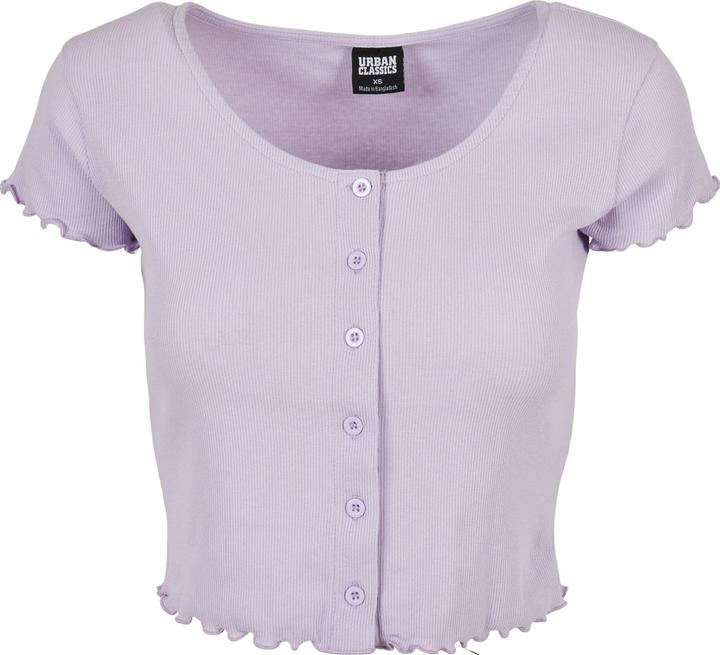 Actual product image Urban Classics Ladies Cropped Button Up Rib Tee - 12114 (S)