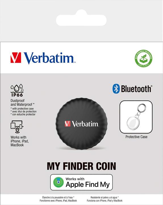 Actual product image Verbatim My Finder Coin, black Bluetooth Item Finder 32133 (iOS)