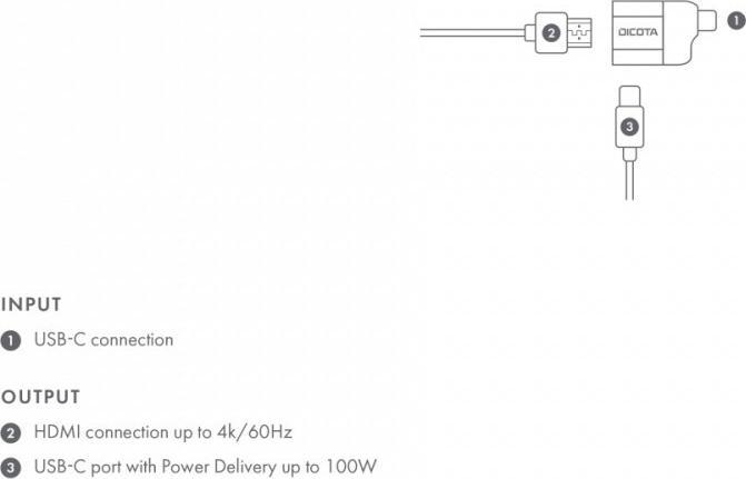 Actual product image Dicota USB-C to HDMI Mini Adapter with PD (4k/100W) silver (HDMI, USB-C, 4.08 cm)