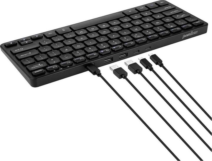 Immagine prodotto Perixx PERIBOARD-416 IT, cablata, mini tastiera USB con 4 hub, nera (DE, Cablato)
