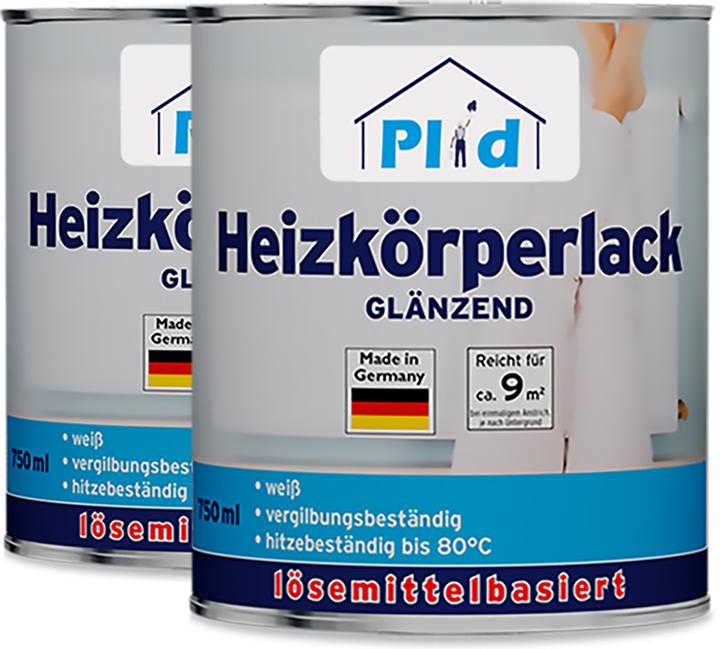 Produktbild Plid Heizkörperlack 1,5L für ca. 18m², Weiss Glänzend / hitzebeständiger Lack bis 80° (Weiss, 1.50 l)