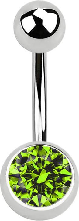 Immagine prodotto Star Piercing Banana argento con sfera e cristallo verde chiaro (senza ottone, Acciaio chirurgico 316L)
