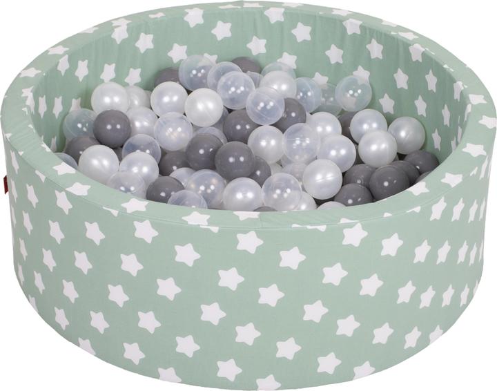 Knorrtoys Palline da bagno morbide - "Stelle verdi bianche" 300 palline grigio/bianco/trasparente
