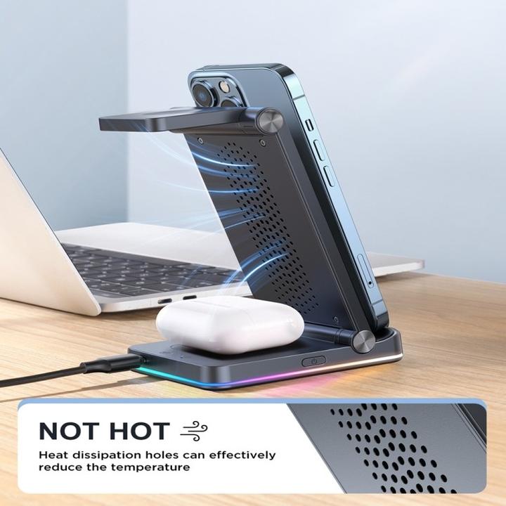 Actual product image Joyroom 3in1 Wireless Charging Station JR-WQN01 (15 W)