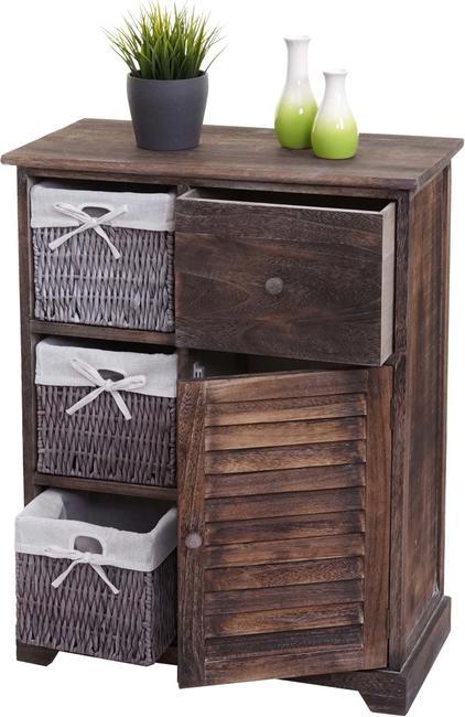 Actual product image Mendler Chest of drawers HWC-H21, cabinet chest of drawers, solid wood basket drawer 80x60x30cm - shabby
