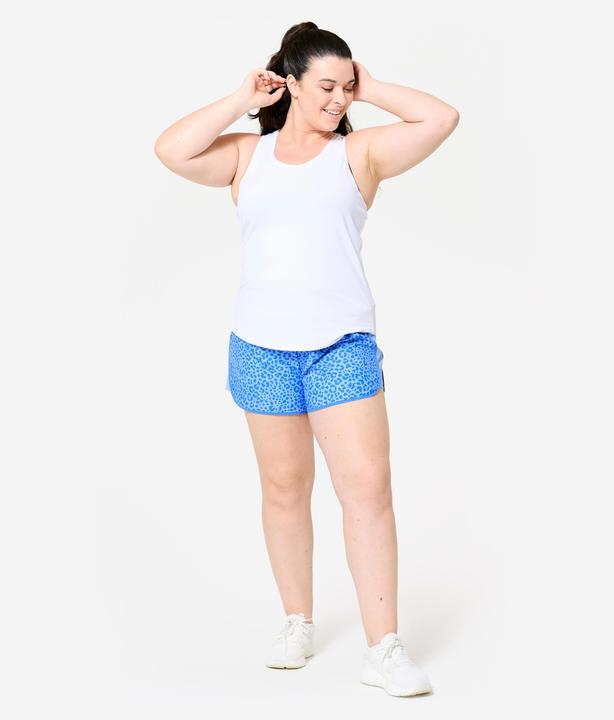 Image du produit Domyos short de fitness court et léger, imprimé bleu léopard bande bleu ciel (L)