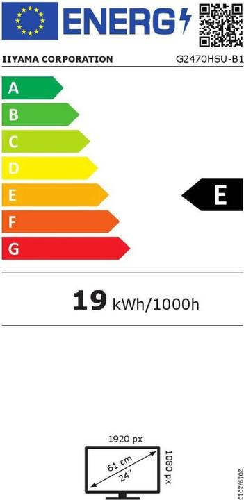 Label énergétique iiyama G-Master Red Eagle G2470HSU-B1 (1920 x 1080 pixels, 23.80")
