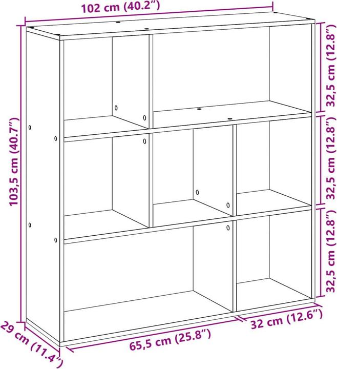 Produktbild VidaXL Bücherregal Raumteiler Wandregal Standregal Raumtrenner Regal Betongrau (29 x 29 x 143 cm)
