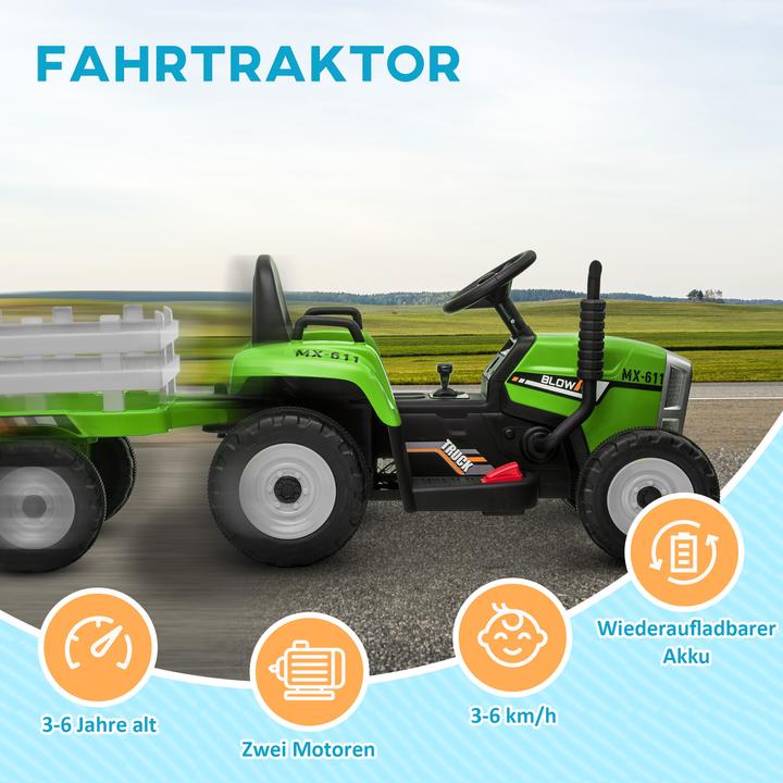 Image du produit Swisshandel24 Tracteur électrique, remorque, télécommande, tracteur autoporté, fonction MP3