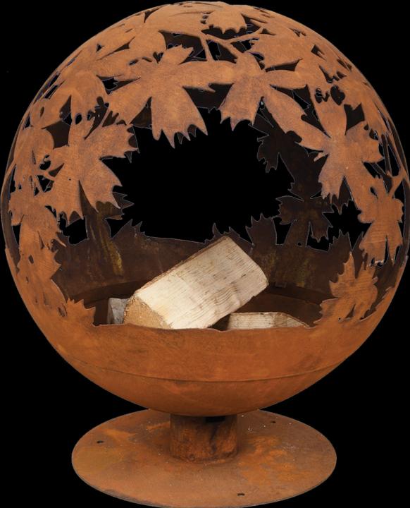 Actual product image Esschert Design Fire Bowl Ball Leaves, Ø 55.8 cm, Rust (58 cm)