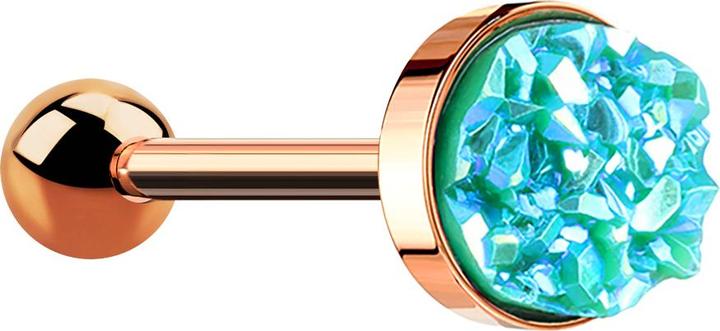 Image du produit Star Piercing Micro Barbell rosegold mit Druse Stein grün (sans laiton, Acier chirurgical 316L)
