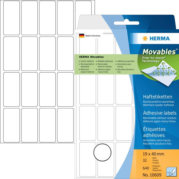 Image du produit Herma Étiquettes amovibles à usage multiple