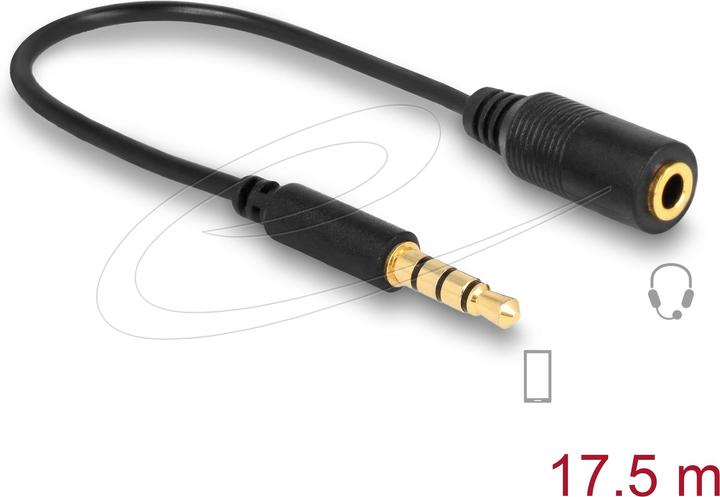 Delock Kabel Klinke 3,5 mm 4 Pin Stecker > Klinke 3,5 mm 4 Pin Buchse (0.18 m)