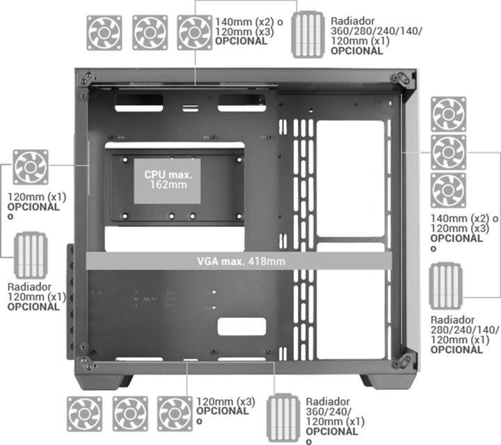 Produktbild Mars Gaming Boitier Grand Tour E-ATX MCV4 RGB avec panneaux vitrés (Noir) (ATX, mATX, Mini-ITX)