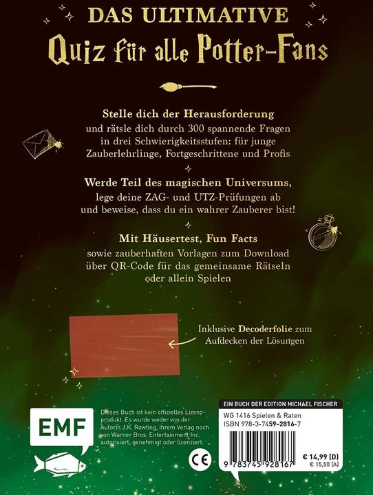 Produktbild Das magische Quiz für Harry Potter-Fans (Deutsch, Janika Krichtel, 2025)