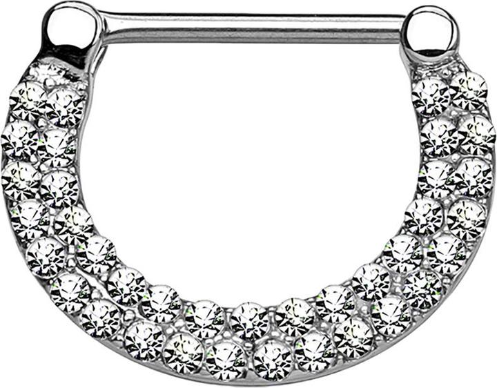 Produktbild Star Piercing Barbell Clicker silber doppellinig mit Kristallen silber (Messing, Chirurgenstahl 316L)