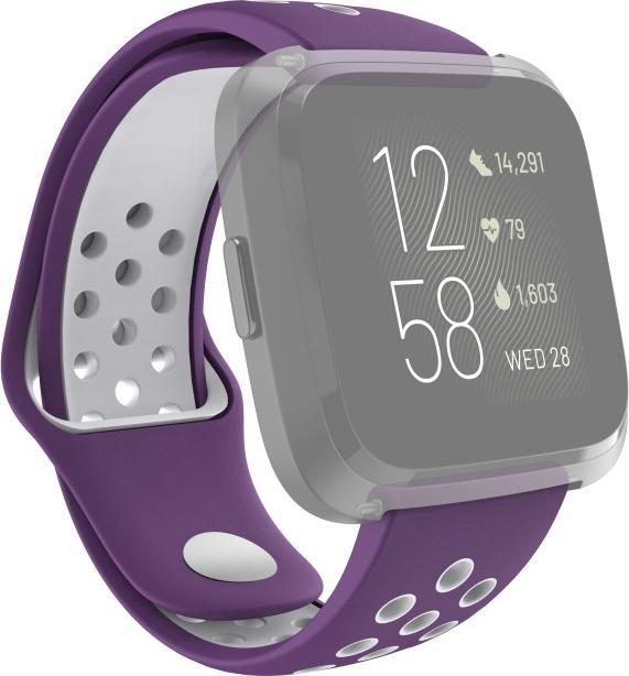 Immagine prodotto Hama Bracciale sportivo in silicone per Fitbit Versa2/Versa/Versa Lite, viola/grigio, univ. (Silicone, Acciaio inox)