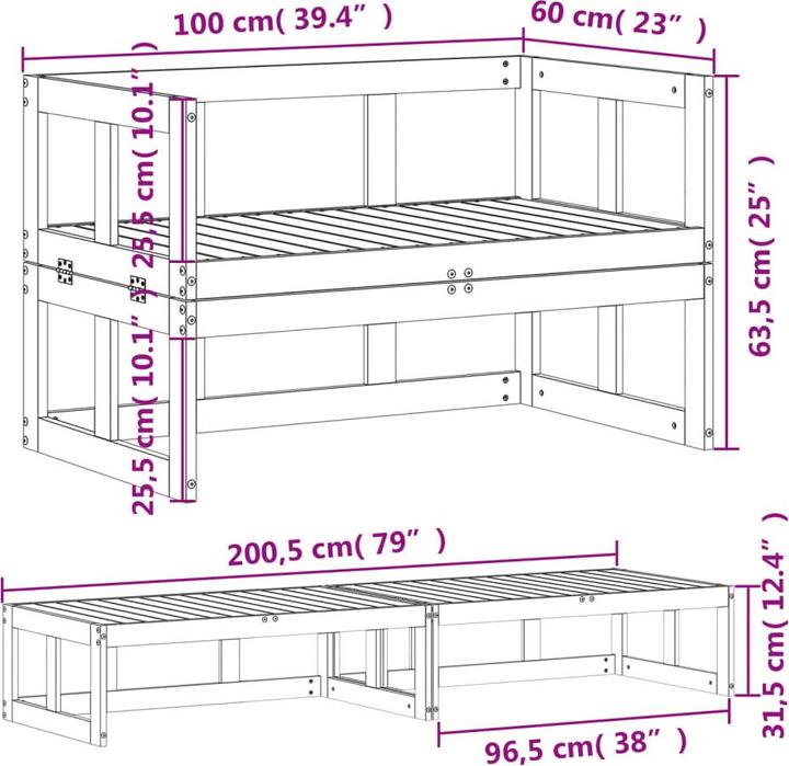 Produktbild VidaXL 2-in-1 Gartensofa Verlängerbar