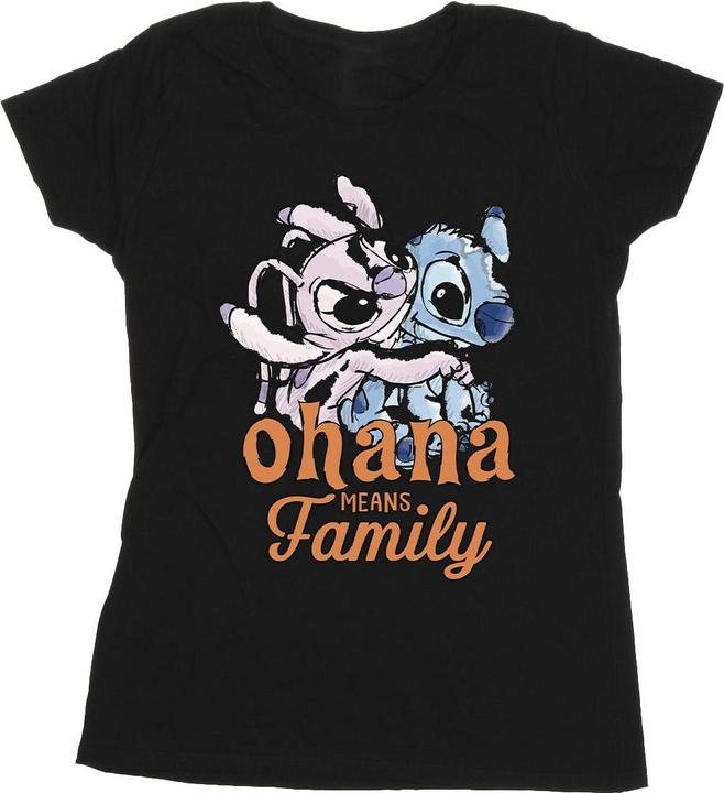 Actual product image Disney Womens/Ladies Lilo And Stitch Ohana Angel Hug Cotton T-Shirt (S)