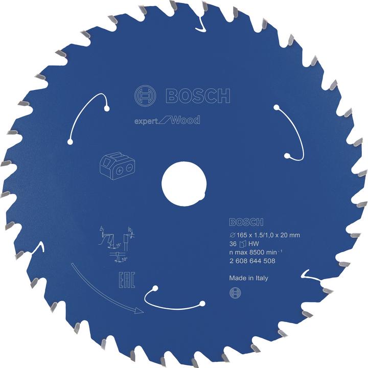 Bosch Professional Zubehör Akku-Kreissägeblatt Expert for Wood, 165 x 1,5/1 x 20, 36 Zähne