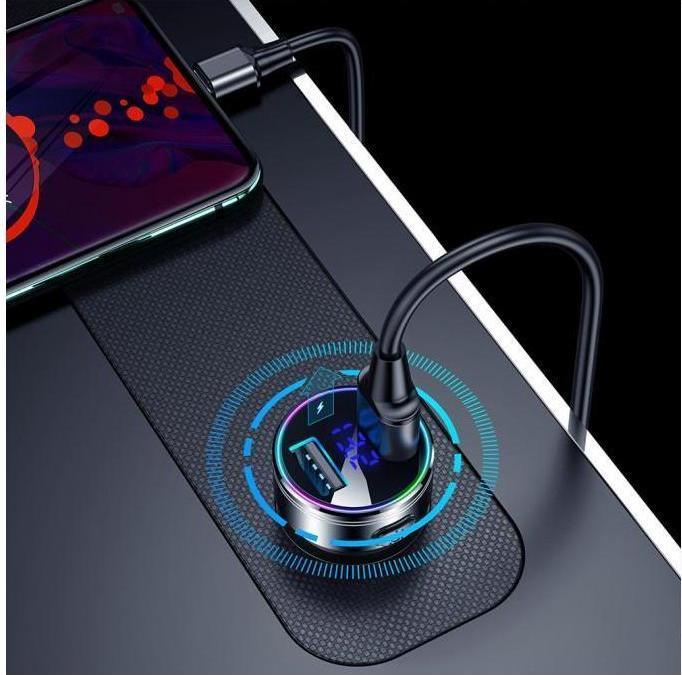 Actual product image Maclean MCE375 dual car charger with display cigarette lighter socket Aluminum voltmeter USB 1 x QC 3.0, USB