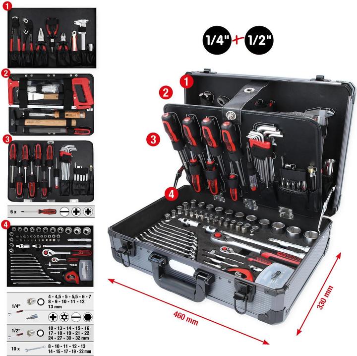 Produktbild KS Tools 1/4+1/2 Universal-Werkzeug-Satz. 149-tlg. (149 Teile)
